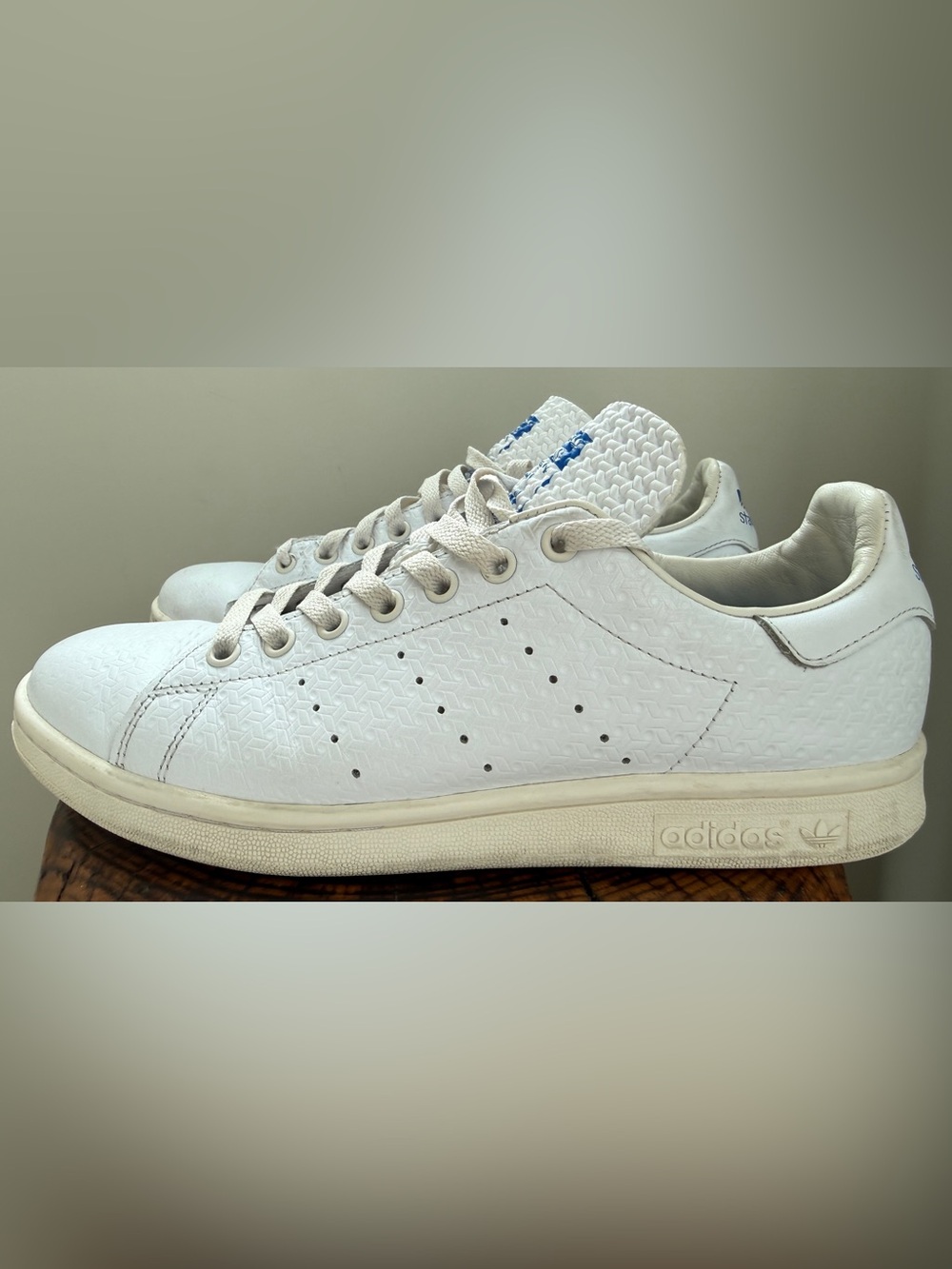 Hard to find style - 2023 White Adidas Stan Smith - Debossed Geometric Print